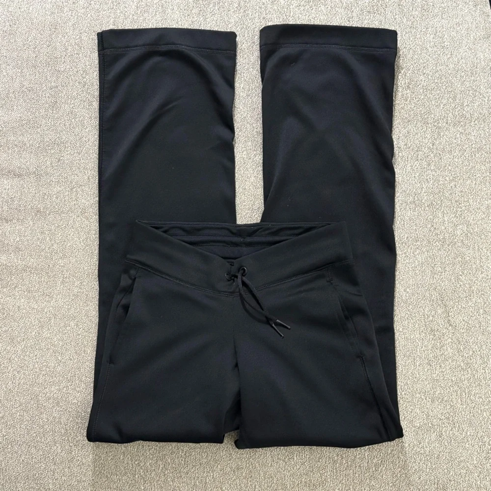 Nike Therma-FIT Flared Bootcut Pants Black Gold Swoosh XS Athletic Warm Up